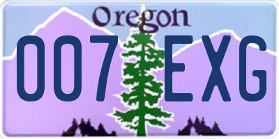 OR license plate 007EXG