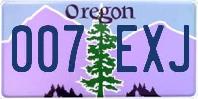 OR license plate 007EXJ