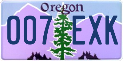 OR license plate 007EXK