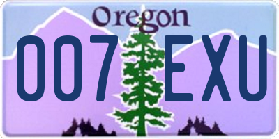 OR license plate 007EXU