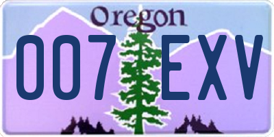 OR license plate 007EXV