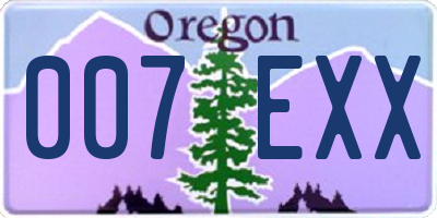 OR license plate 007EXX