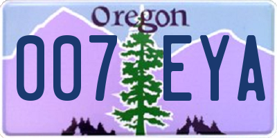 OR license plate 007EYA