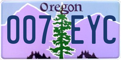OR license plate 007EYC