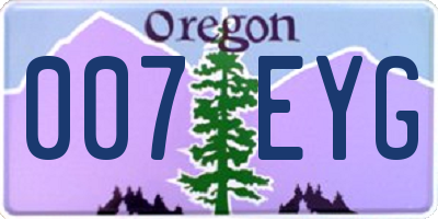 OR license plate 007EYG