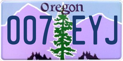 OR license plate 007EYJ