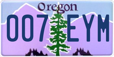 OR license plate 007EYM