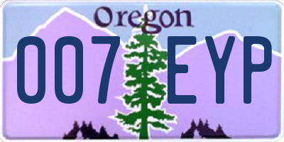 OR license plate 007EYP