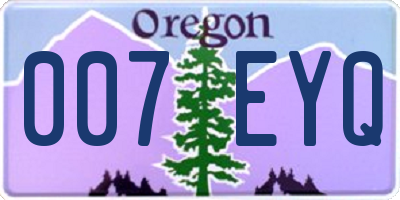 OR license plate 007EYQ