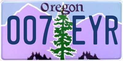 OR license plate 007EYR