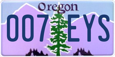 OR license plate 007EYS