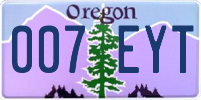 OR license plate 007EYT