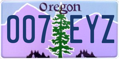 OR license plate 007EYZ