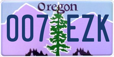 OR license plate 007EZK