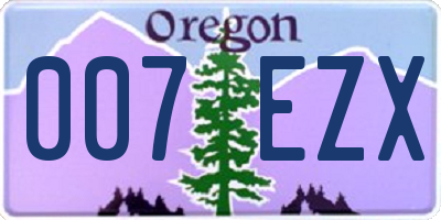 OR license plate 007EZX