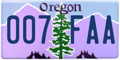 OR license plate 007FAA