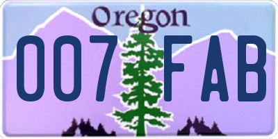 OR license plate 007FAB