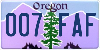 OR license plate 007FAF