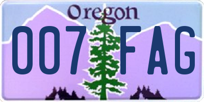 OR license plate 007FAG