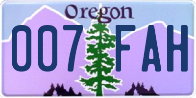 OR license plate 007FAH