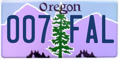 OR license plate 007FAL