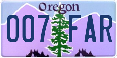 OR license plate 007FAR