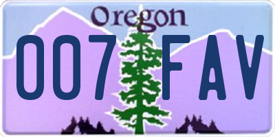OR license plate 007FAV