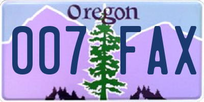 OR license plate 007FAX