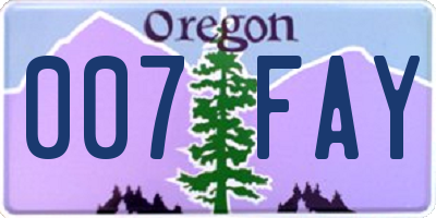 OR license plate 007FAY