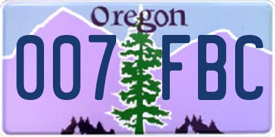 OR license plate 007FBC