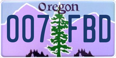 OR license plate 007FBD
