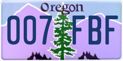 OR license plate 007FBF