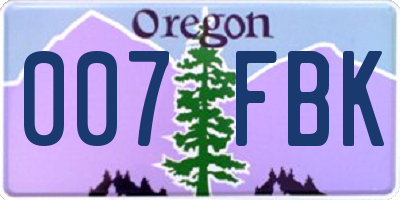 OR license plate 007FBK
