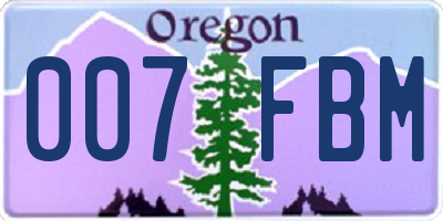 OR license plate 007FBM