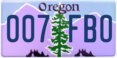 OR license plate 007FBO