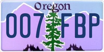 OR license plate 007FBP