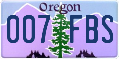 OR license plate 007FBS