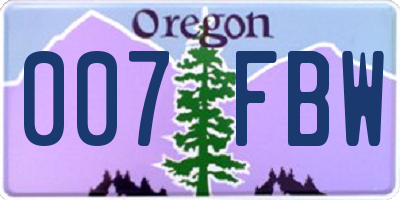 OR license plate 007FBW