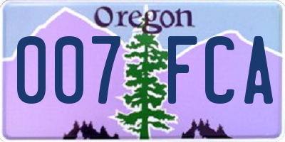 OR license plate 007FCA