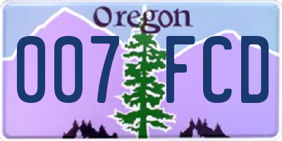 OR license plate 007FCD