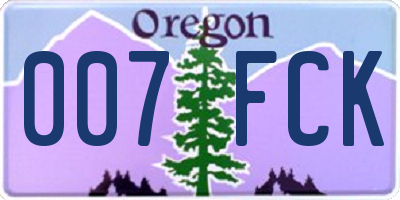 OR license plate 007FCK