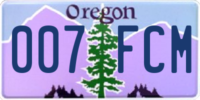 OR license plate 007FCM