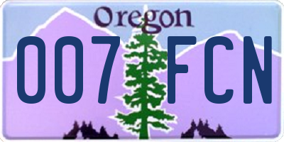 OR license plate 007FCN