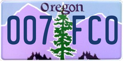 OR license plate 007FCO