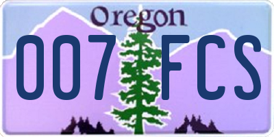 OR license plate 007FCS