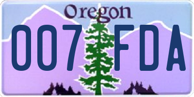 OR license plate 007FDA