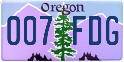 OR license plate 007FDG