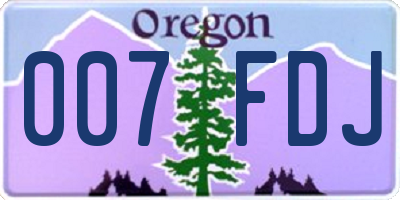 OR license plate 007FDJ