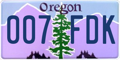 OR license plate 007FDK