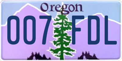 OR license plate 007FDL